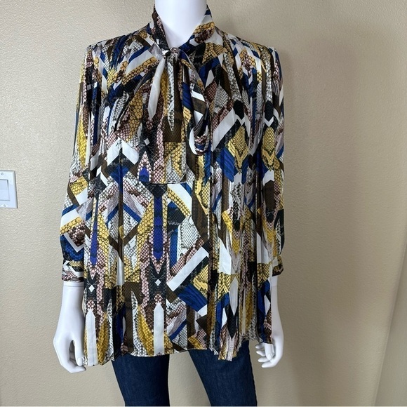 Just Cavalli Tops - Just Cavalli Sz 38 Blouse Tie Neck Pleated
